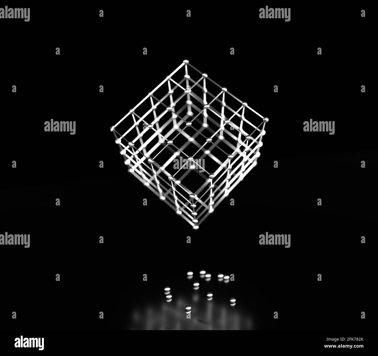 Molecule And Communication Background. Wireframe model of the cube. Lines and spheres. Medical