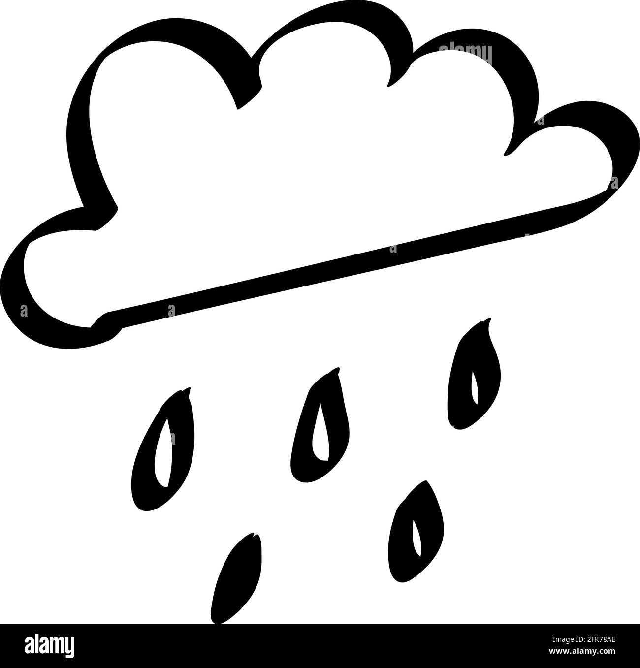 cloud with raindrops icon hand drawing doodle illustration illustration. weather element. Stock Vector