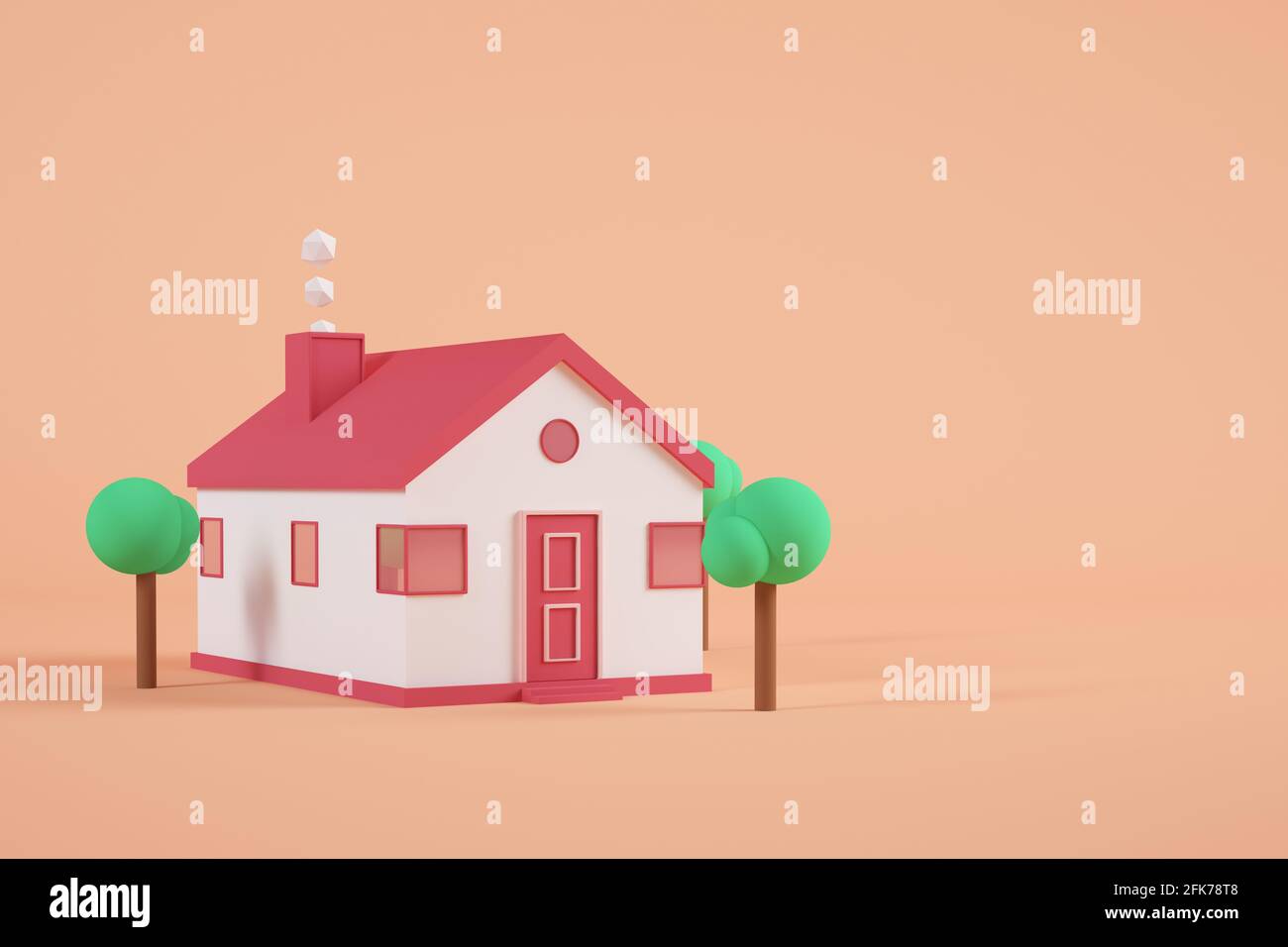 3d rendering of a pink house Stock Photo