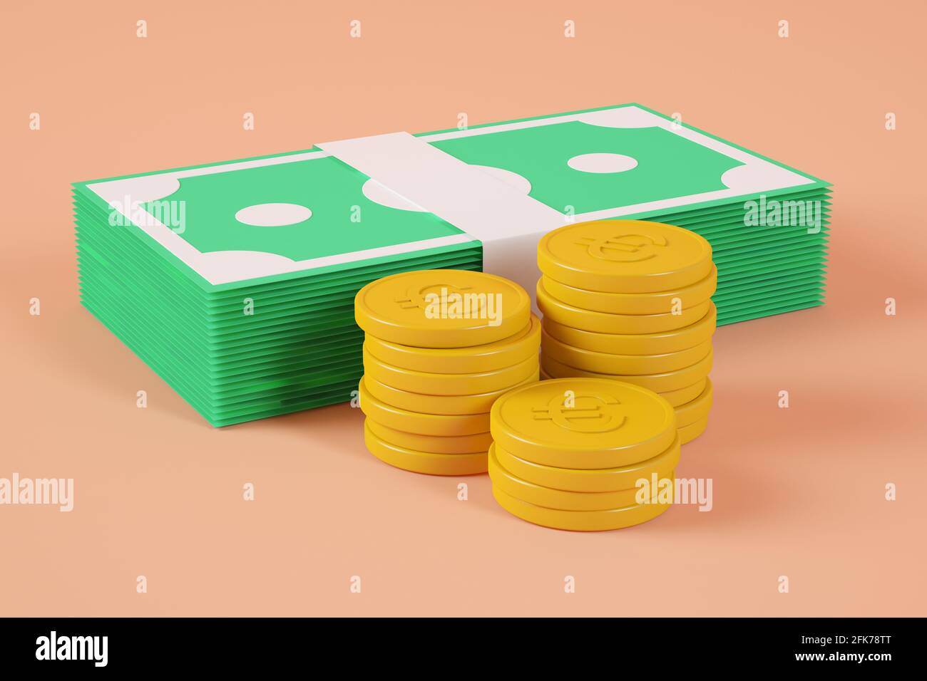 Bids and coins 3d rendering Stock Photo