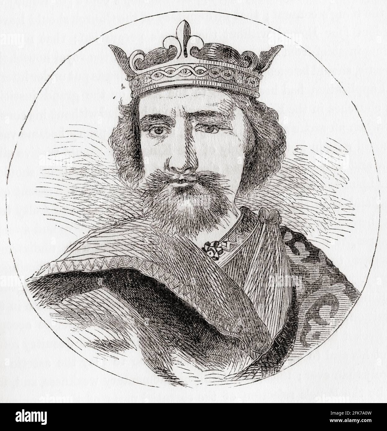 Henry II, 1133 – 1189, aka Henry Curtmantle, Henry FitzEmpress and Henry Plantagenet.  King of England.  From The History of Progress in Great Britain, published 1866. Stock Photo
