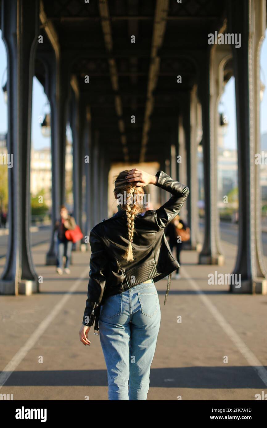 Black woman in leather pants hi-res stock photography and images - Alamy