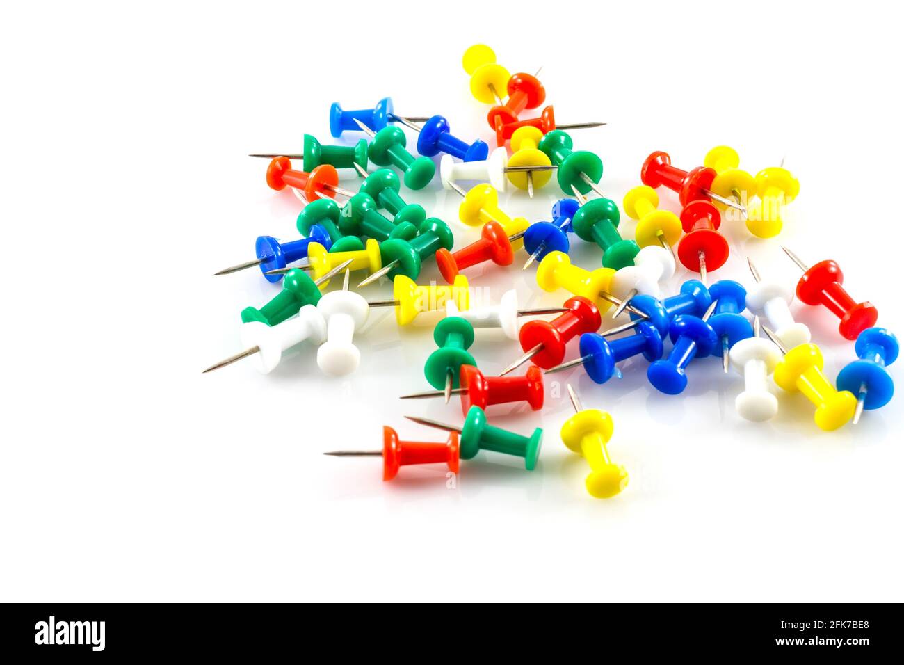 colorful push pins on white background Stock Photo Alamy