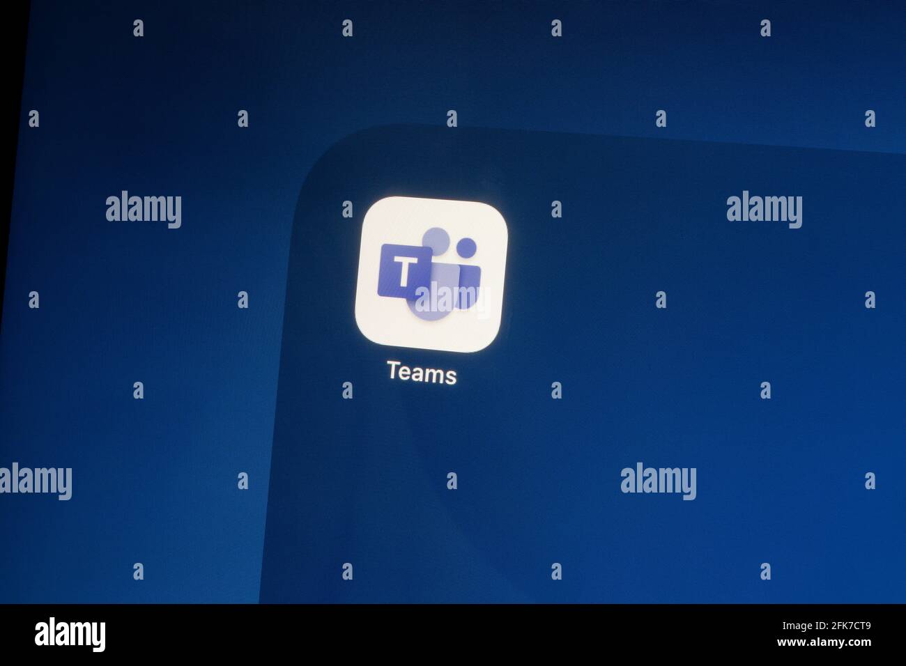 Ostersund, Sweden - Feb 3, 2021: Microsoft Teams app icon. Teams is a unified team communication and collaboration platform with workplace chat. Stock Photo
