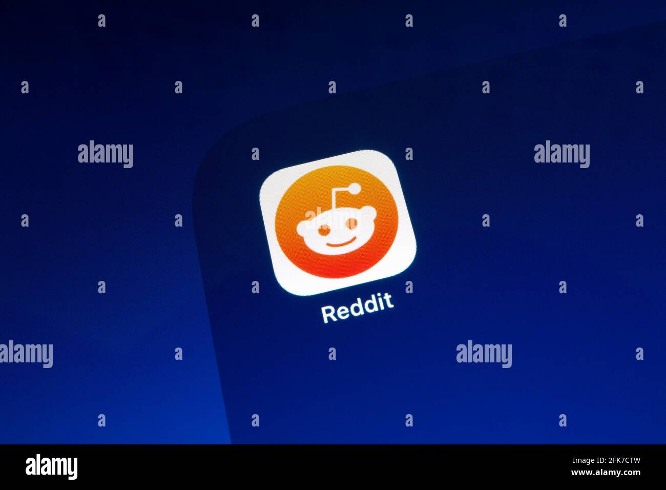Ostersund, Sweden - Feb 23, 2021: Reddit app icon. Reddit  is a social news aggregation, web content rating, and discussion websites Stock Photo
