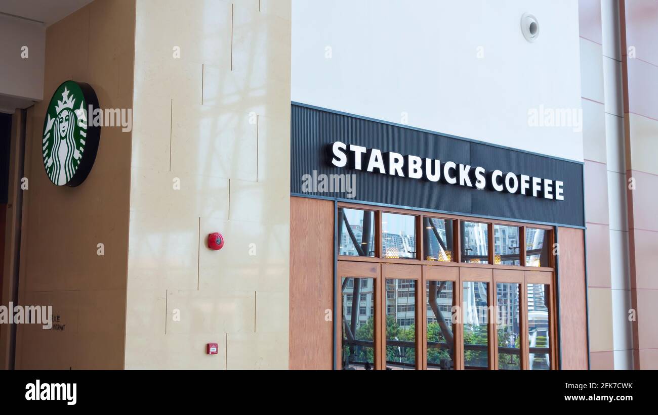 Hong Kong, China July 1, 2013. Starbucks coffee sign. Starbucks