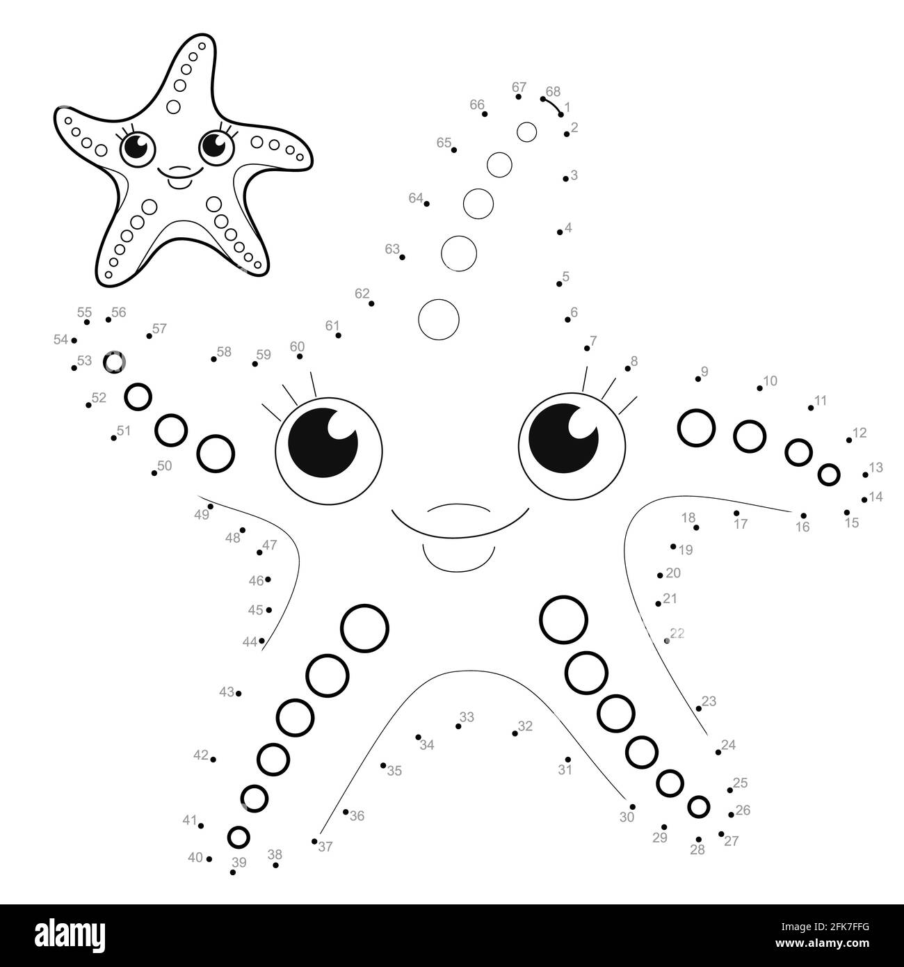 Dot to dot puzzle for children. Connect dots game. starfish ...