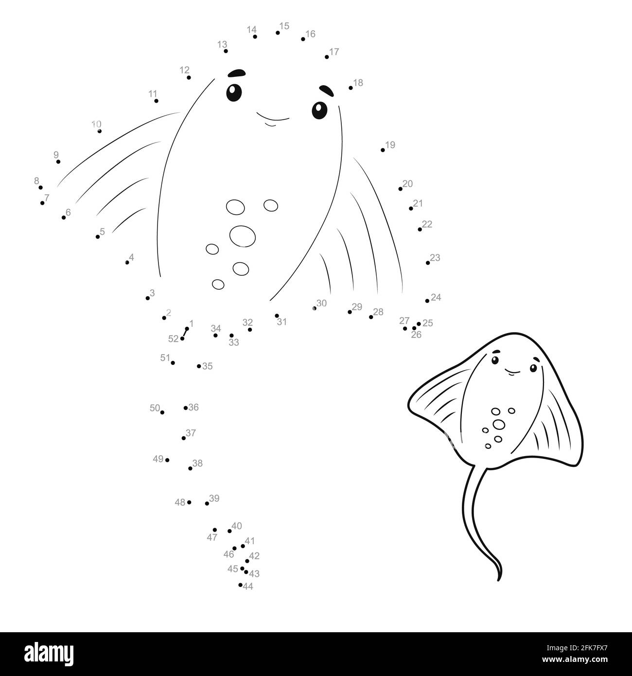Dot to dot puzzle for children. Connect dots game. cramp-fish illustration Stock Photo