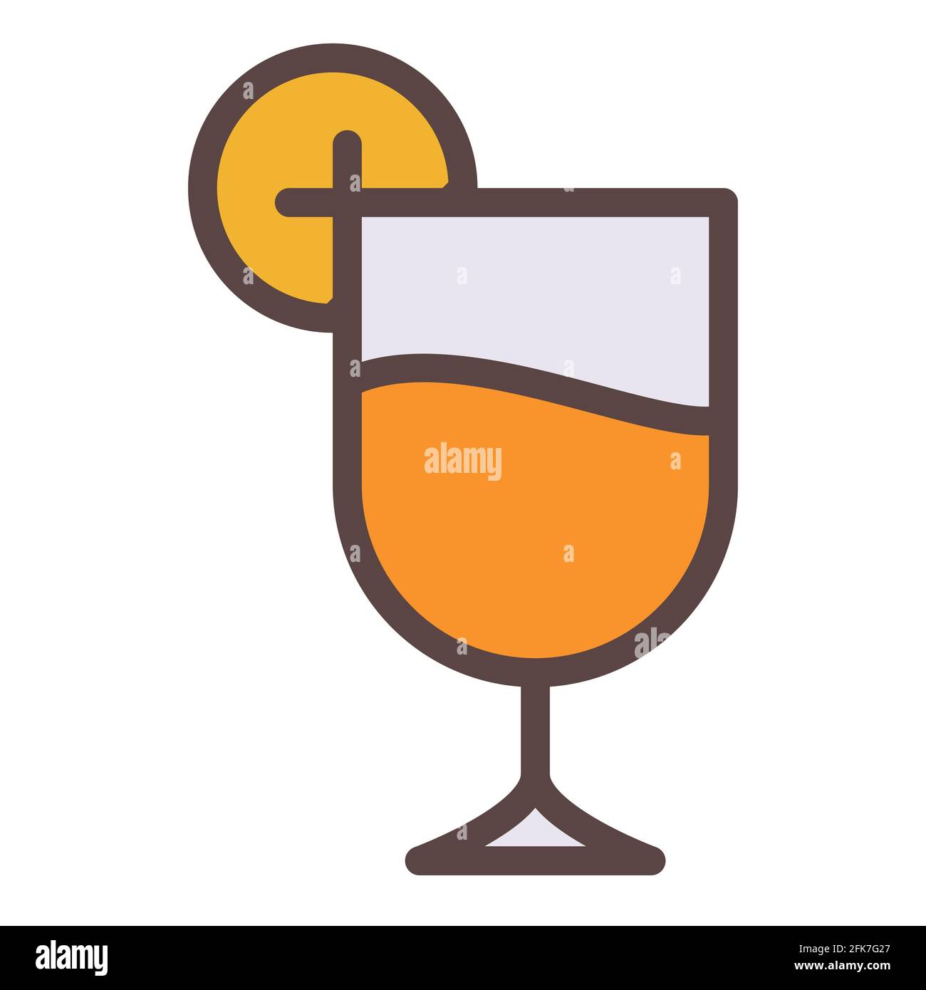 cocktail summer lemon single isolated icon with filled line style ...