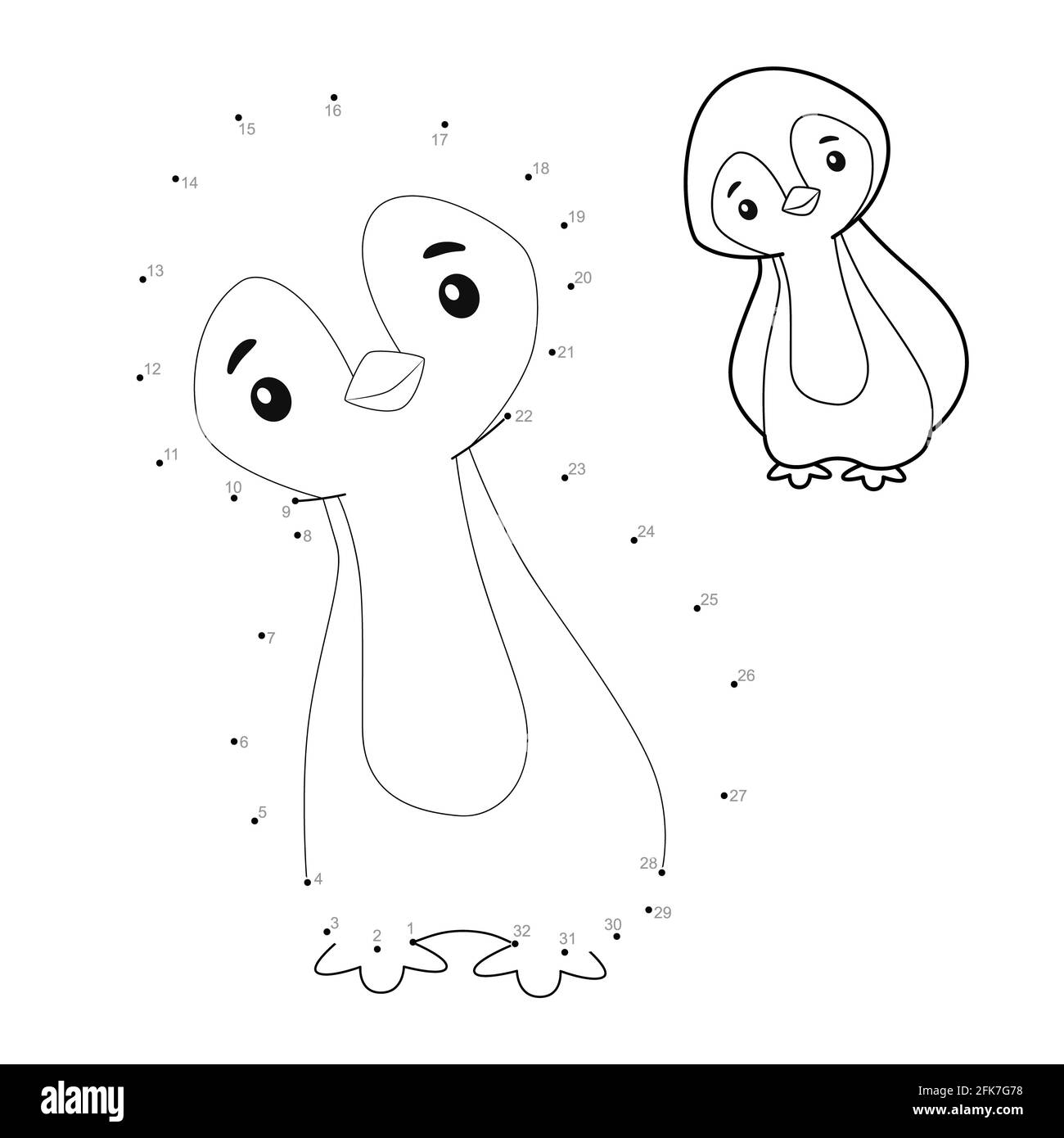 Dot to dot puzzle for children. Connect dots game. penguin illustration ...