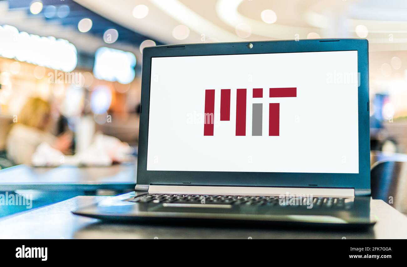 POZNAN, POL - APR 20, 2021: Laptop computer displaying logo of 