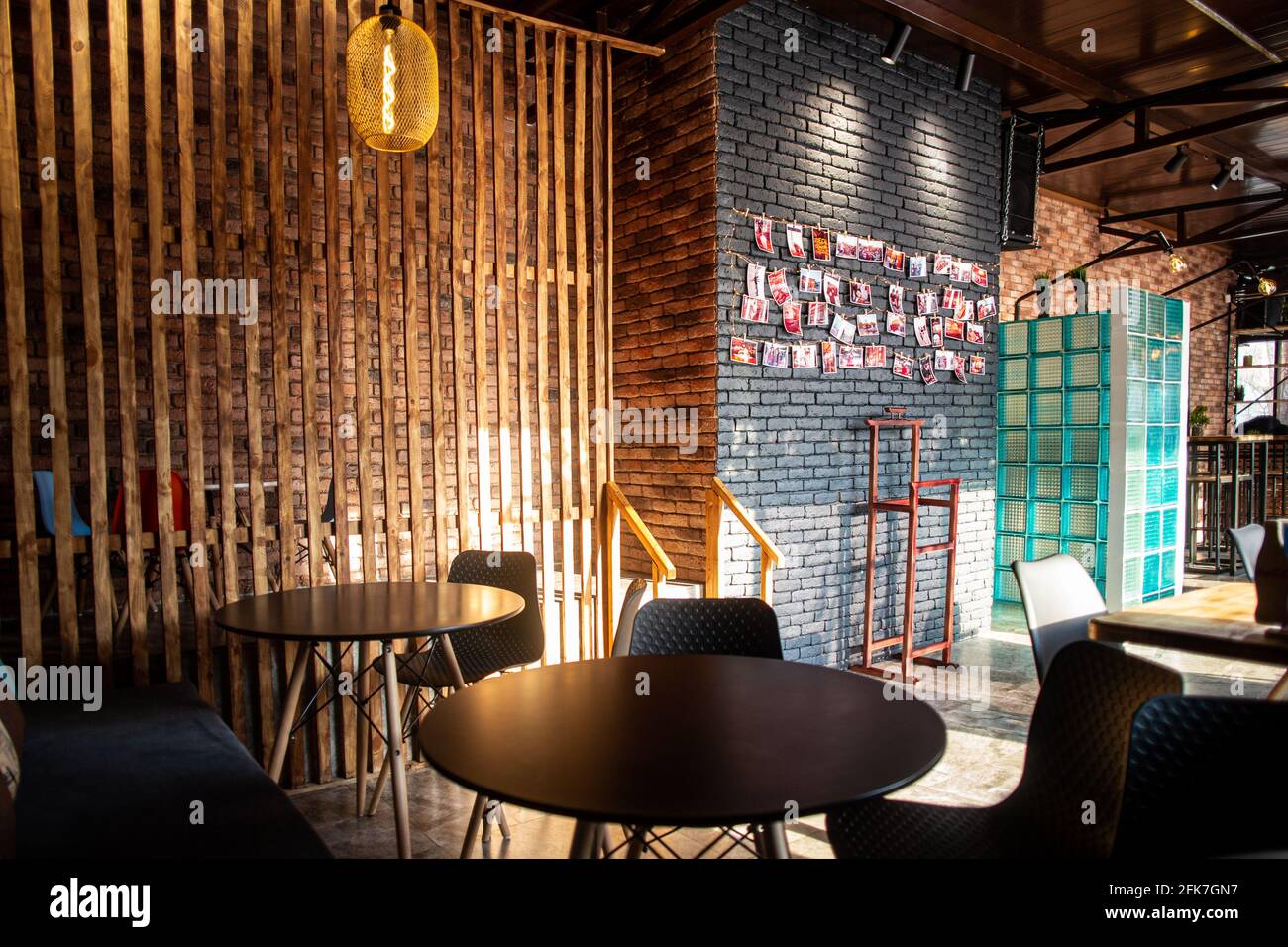 The interior of an urban cafe with a stylish design during the day Stock  Photo - Alamy