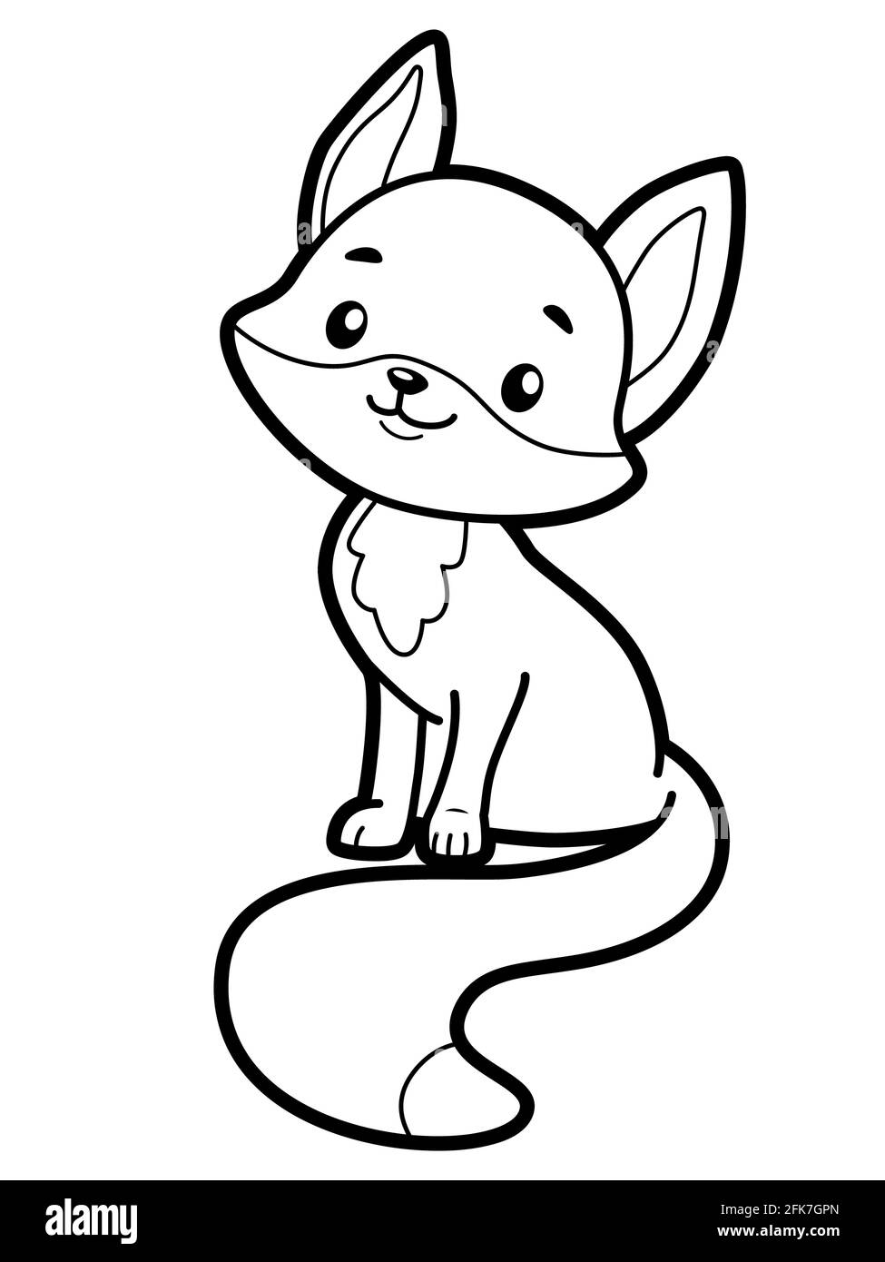 Coloring book or page for kids. fox black and white illustration Stock