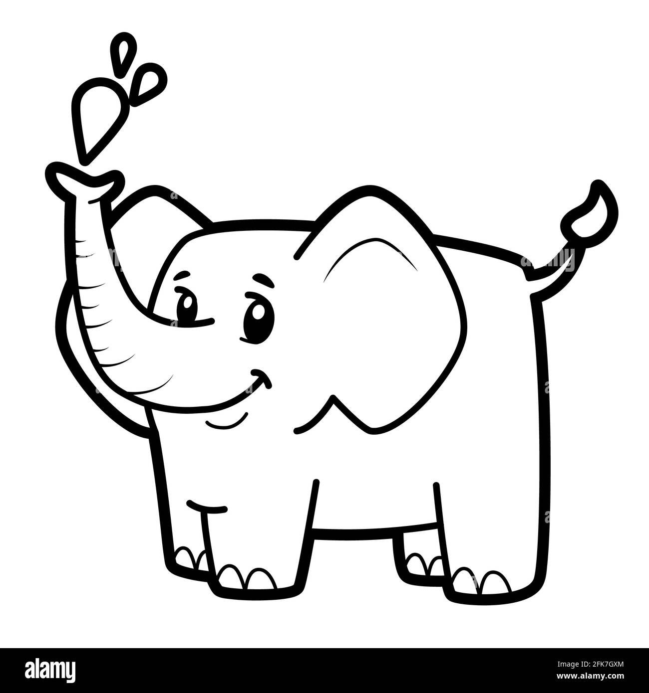 Coloring book or page for kids. elephant black and white illustration
