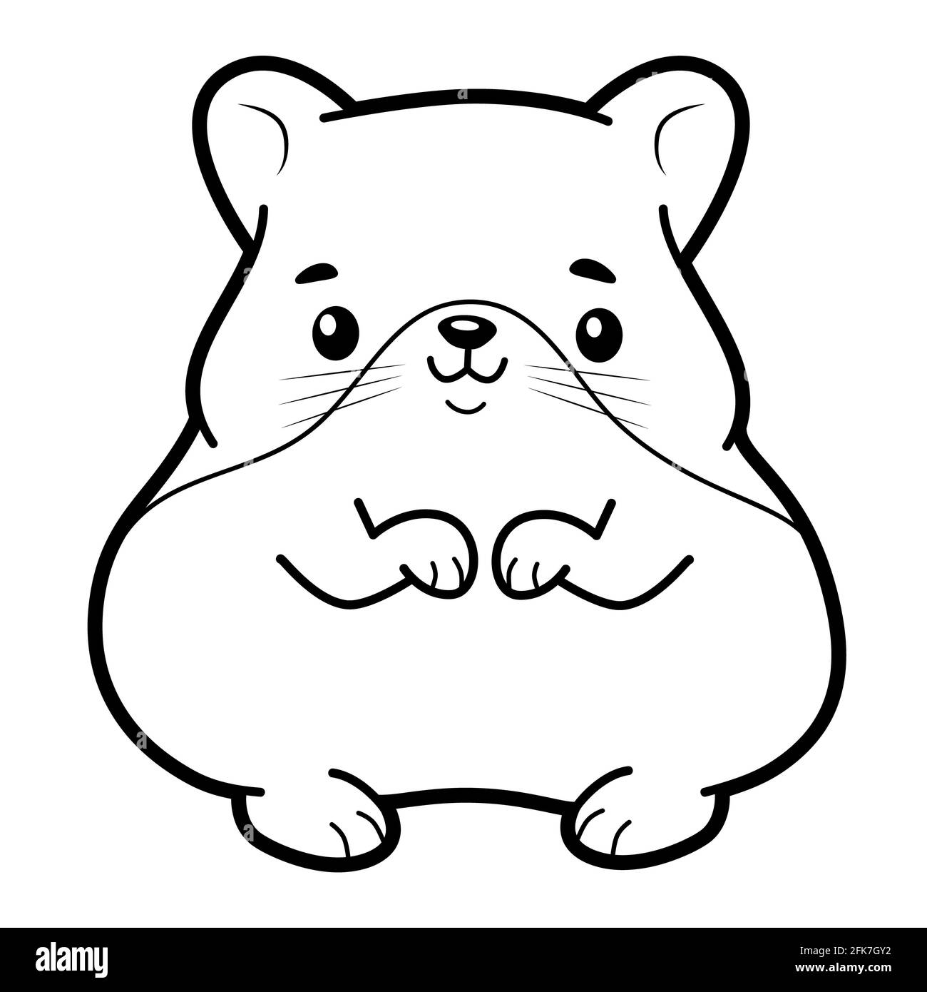 Coloring book or page for kids. hamster black and white illustration