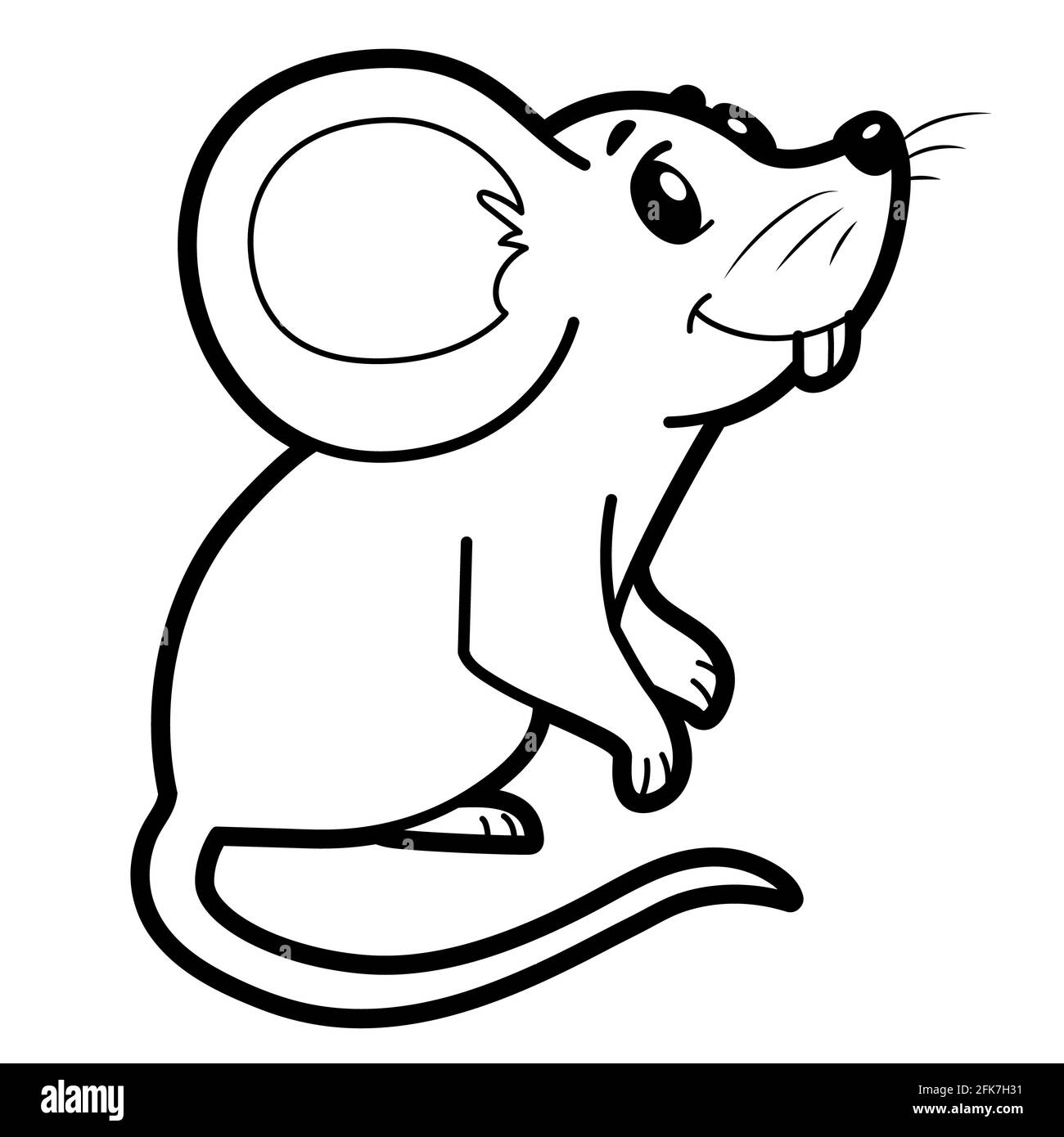 Coloring book or page for kids. mouse black and white illustration Stock Photo