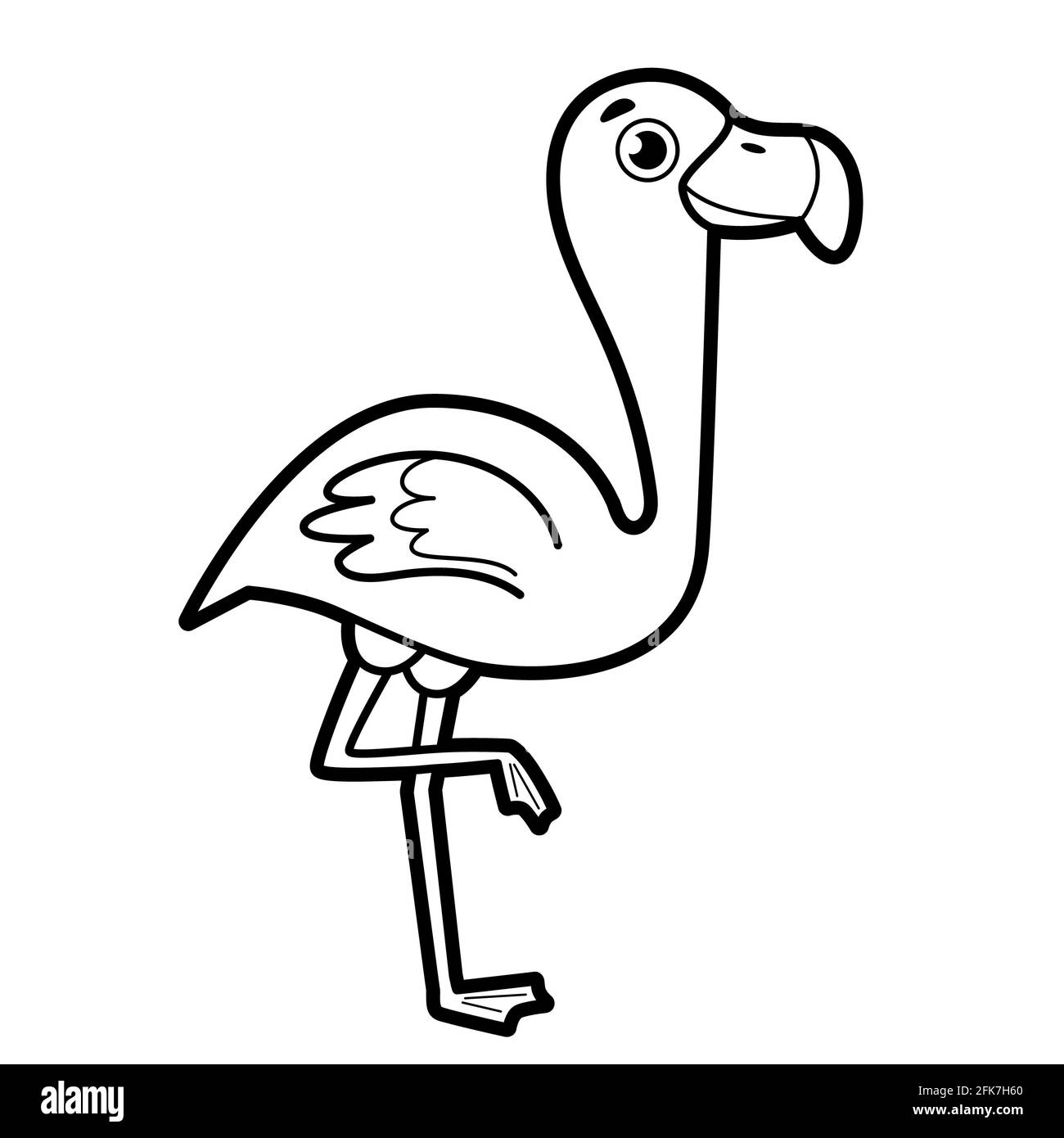 Coloring book or page for kids. flamingo black and white illustration Stock  Photo - Alamy
