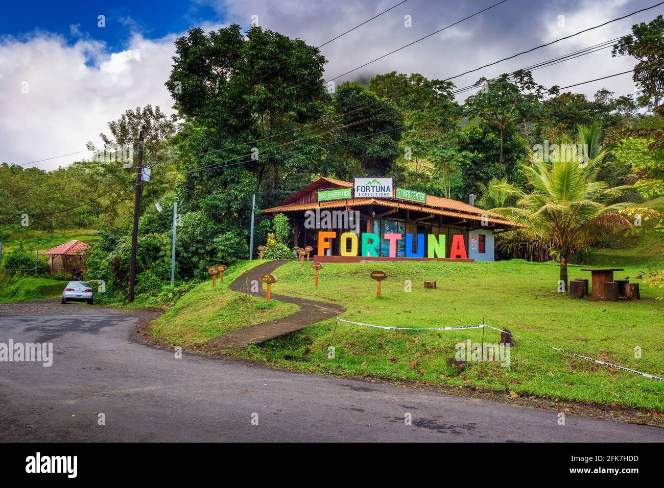 Visitor center at the La Fortuna Waterfall, Costa Rica Stock Photo