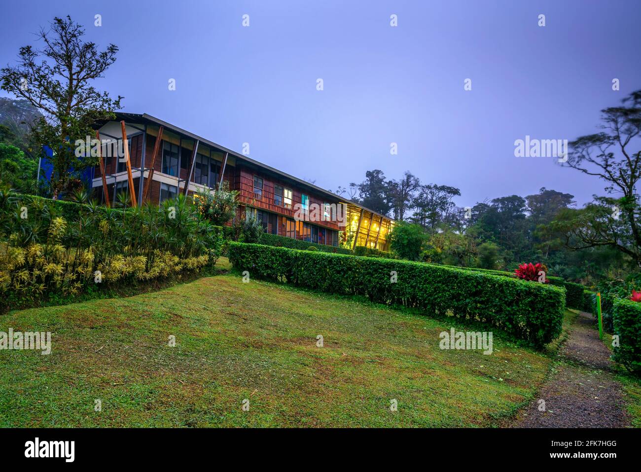 Celeste Mountain Lodge located in the rainforest of Costa Rica Stock Photo