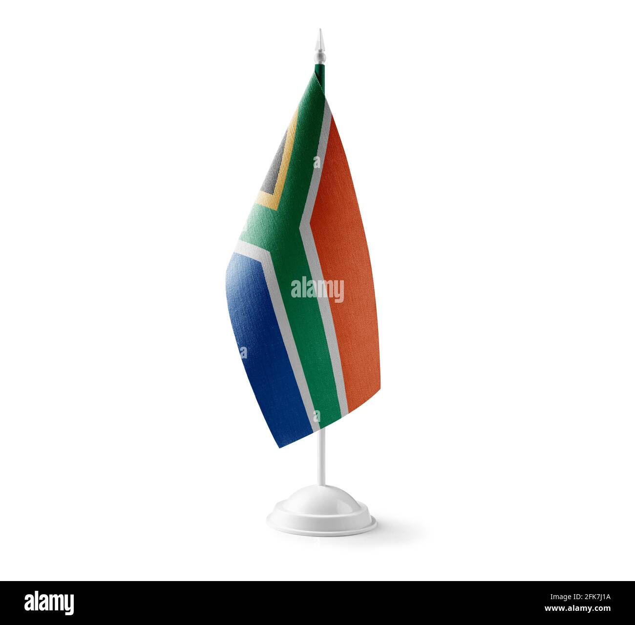 Small national flag of the South Africa on a white background Stock Photo