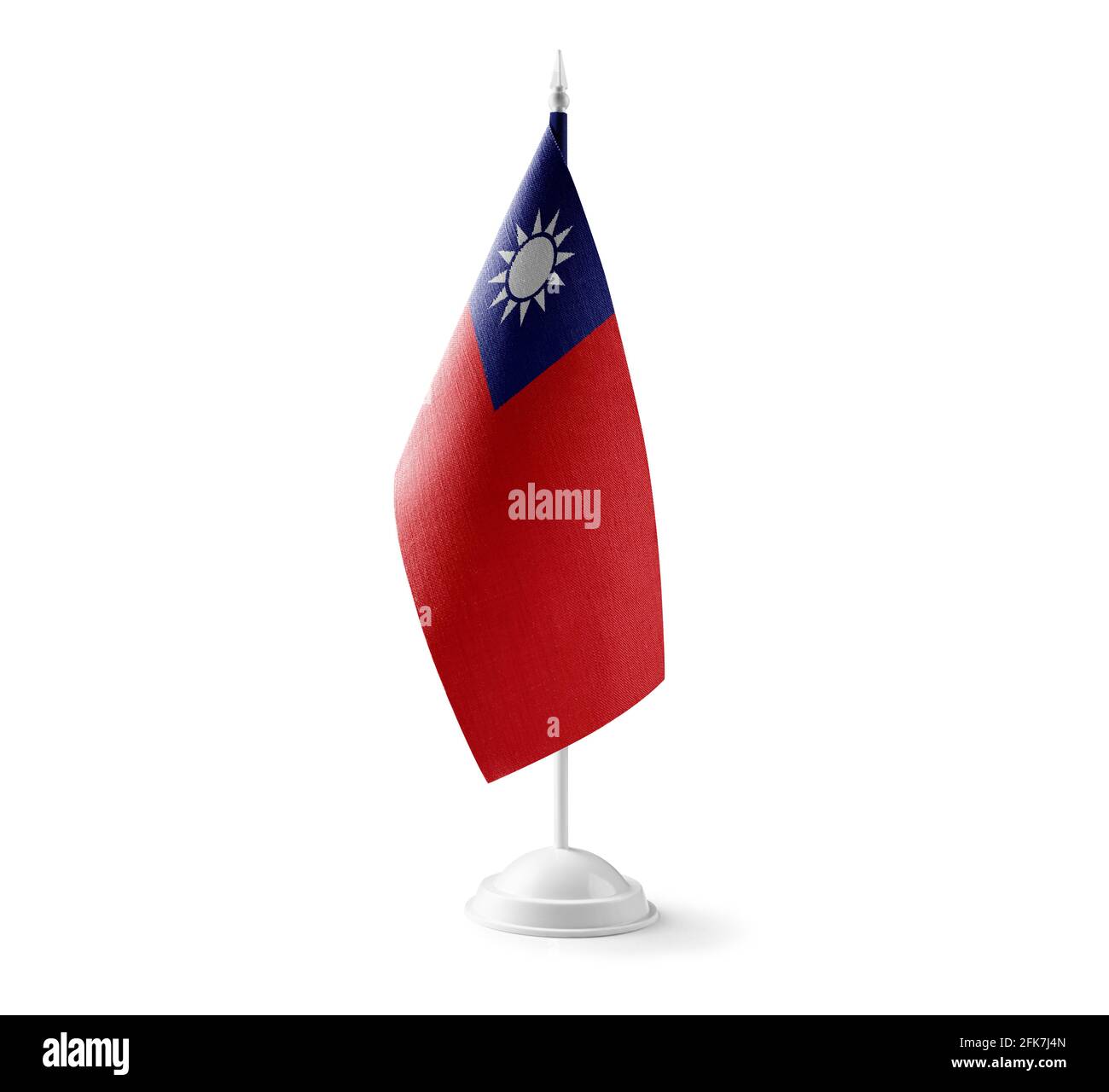 Small national flag of the Taiwan on a white background Stock Photo