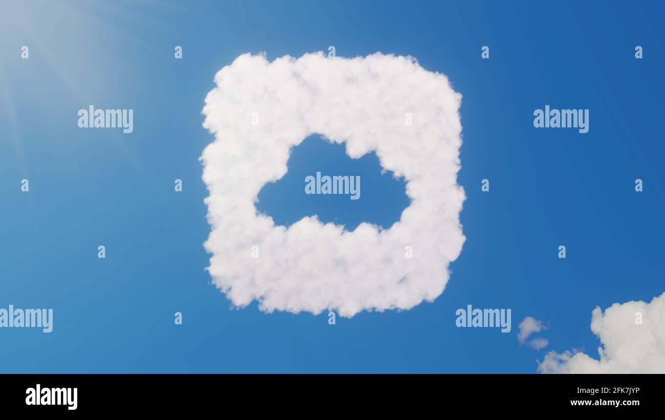 3d rendering of white fluffy clouds in shape of icon of iCloud drive ...