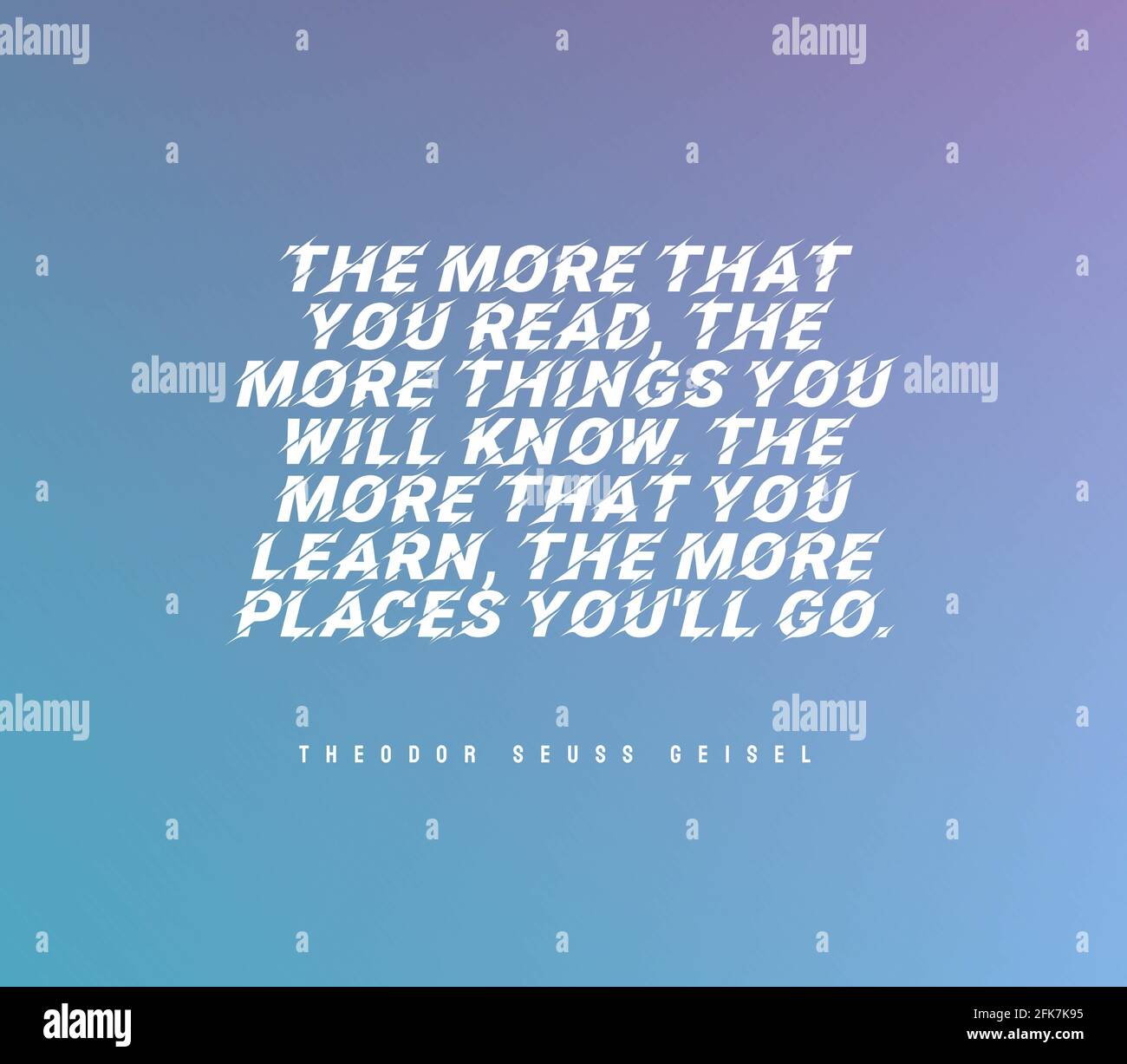 Motivational quote about the continuous acquisition of knowledge and its benefits Stock Photo