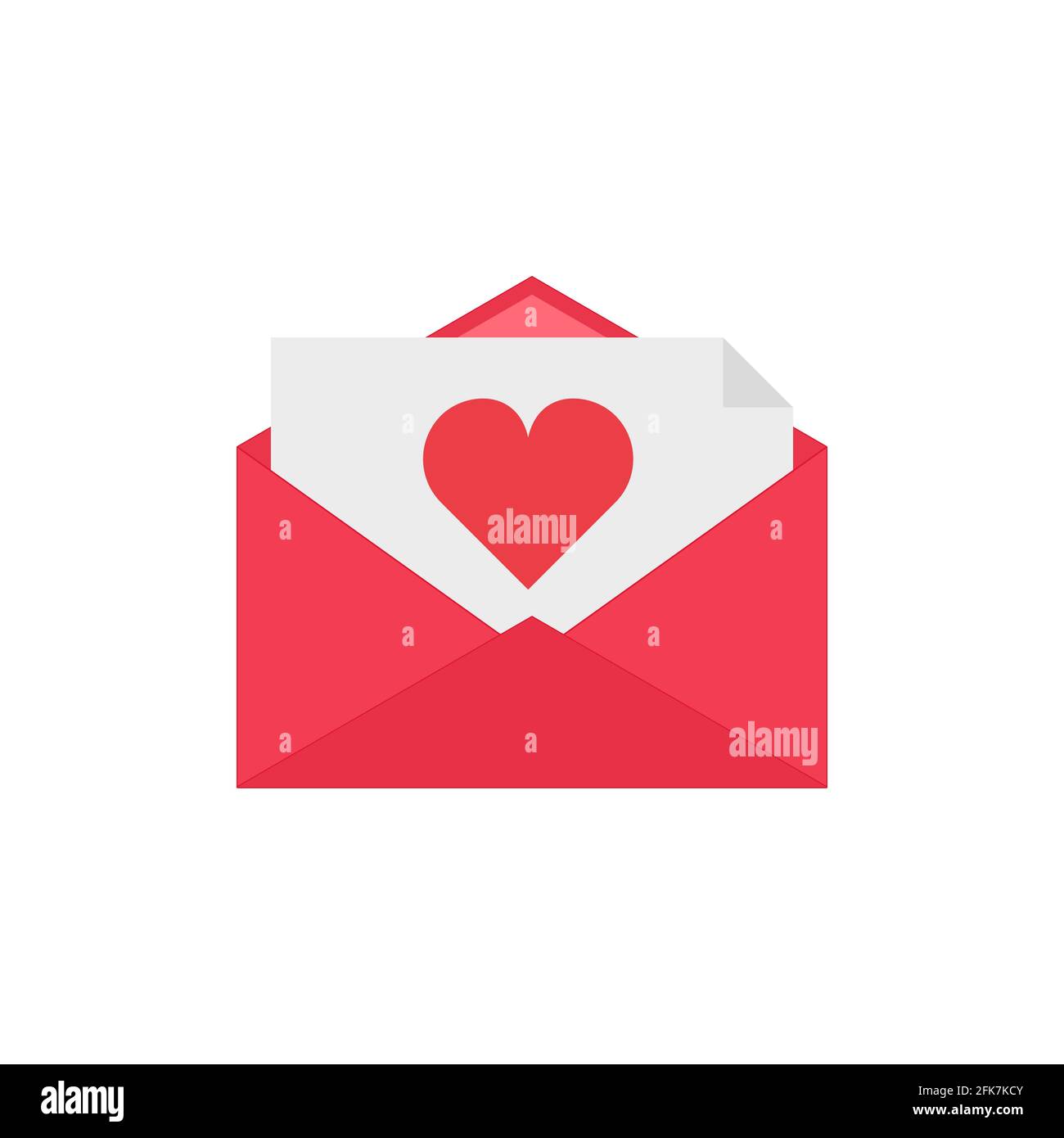 Red envelope with heart inside. Love letter concept. Valentine's day ...