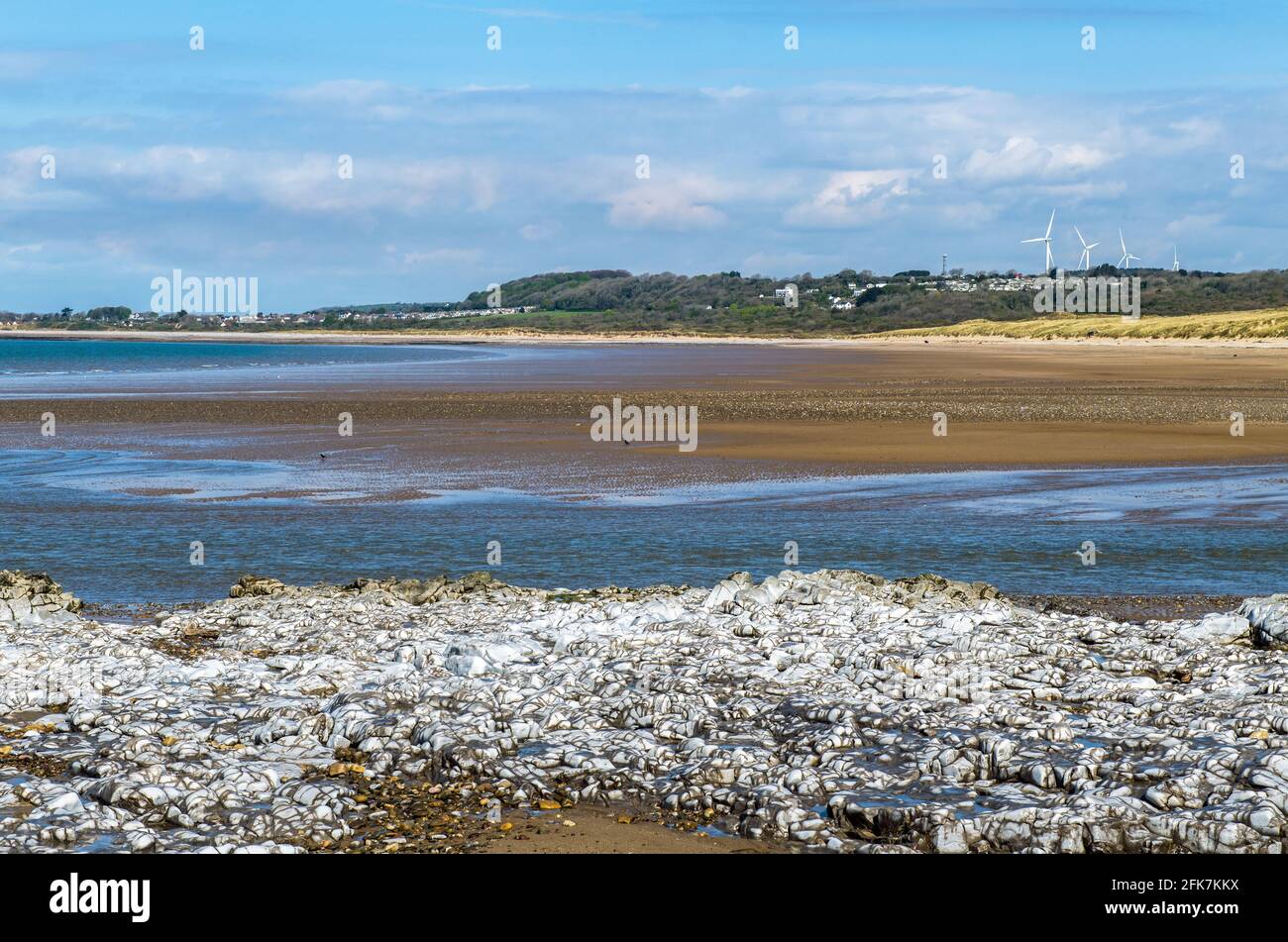 The estuary of the River Ogmore at Ogmore by Sea as the tide is going out Stock Photo