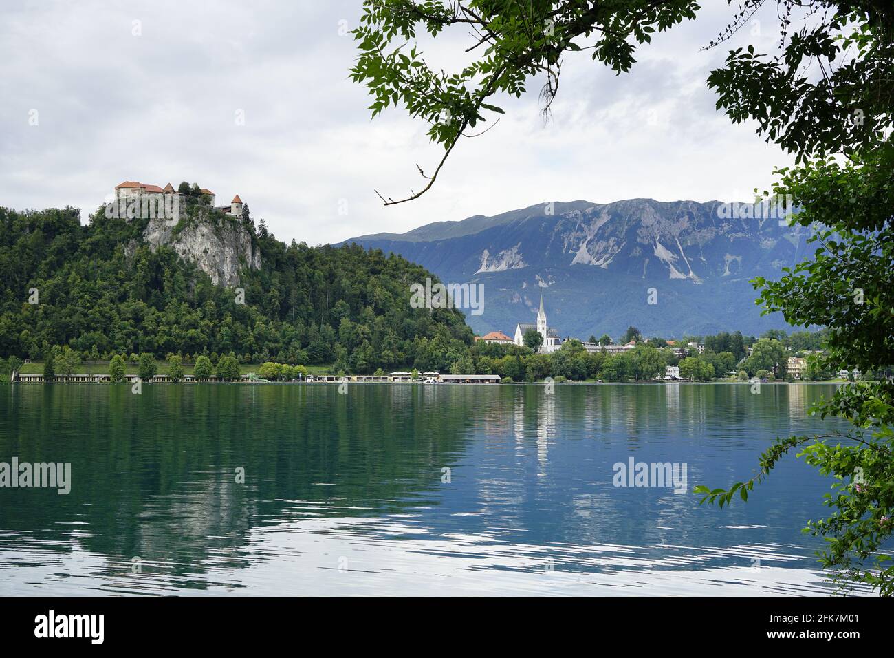 Beautiful scenery of Straza hill above Lake Bled in Bled, Slovenia