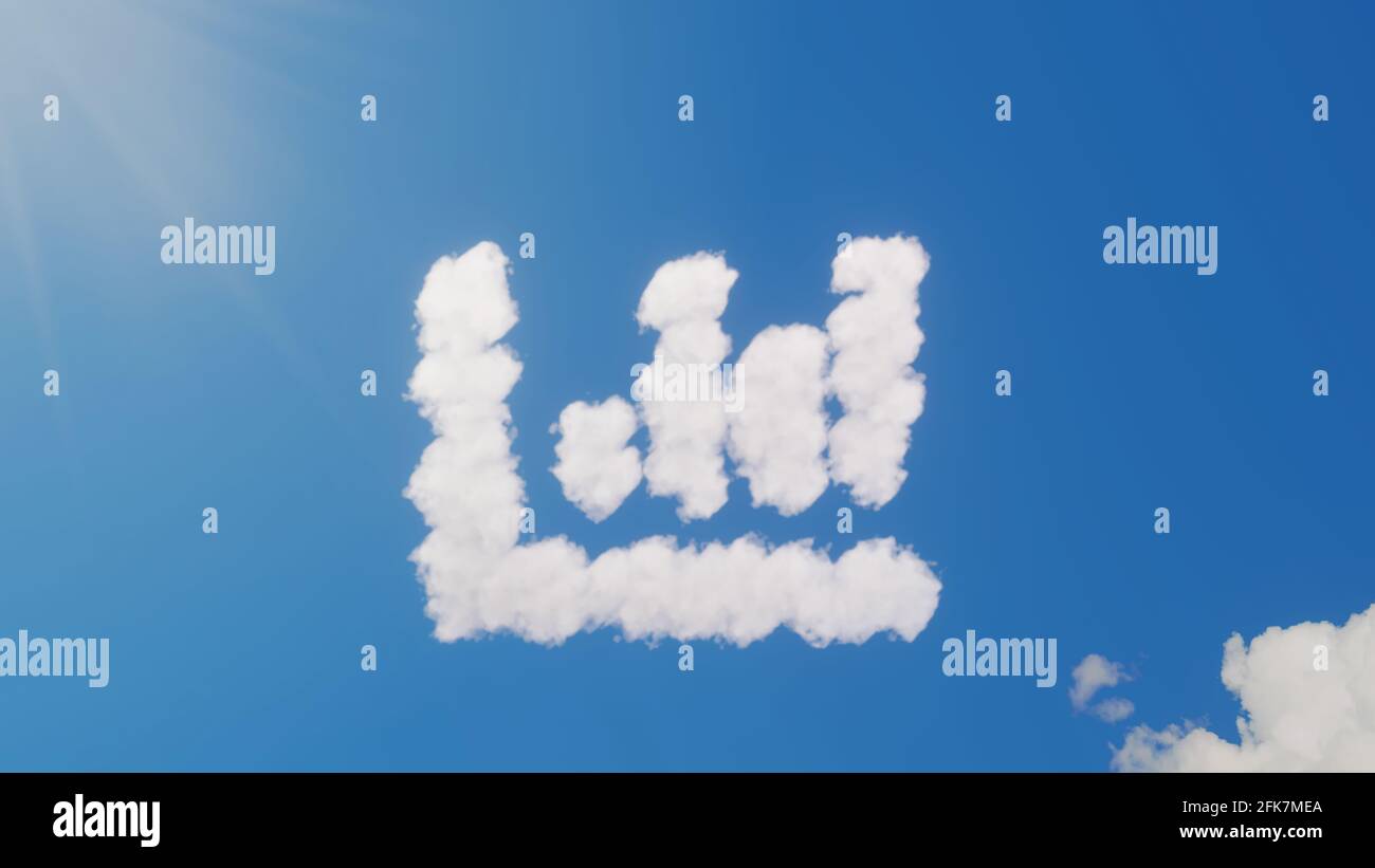 3d rendering of white fluffy clouds in shape of symbol of column chart ...