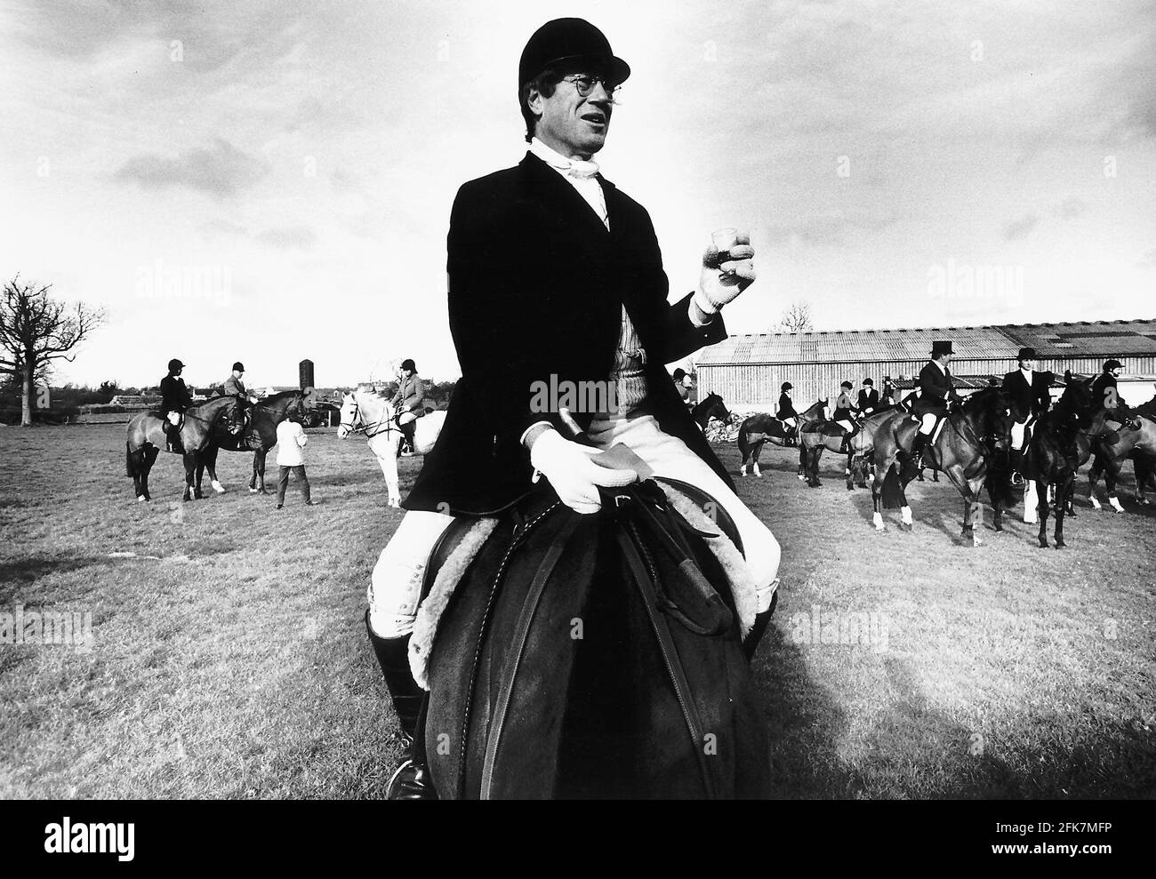 Roger Scruton Horse Riding saddled up ready to ride with the Vale of the White Horse HuntDbase Stock Photo