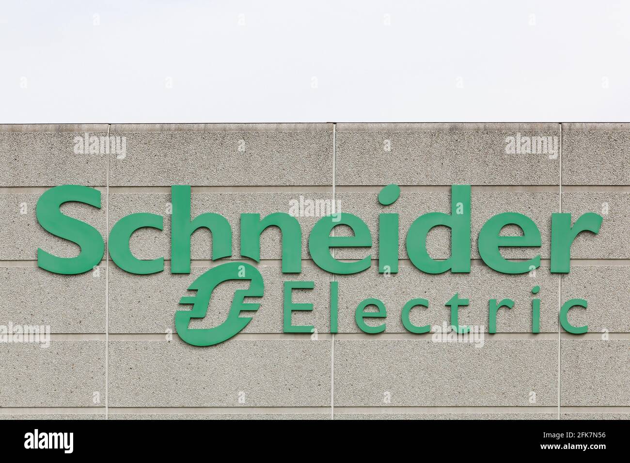 Kolding, Denmark - May 29, 2016: Schneider Electric logo on a facade. Schneider Electric is a leader in automation and electricity management Stock Photo