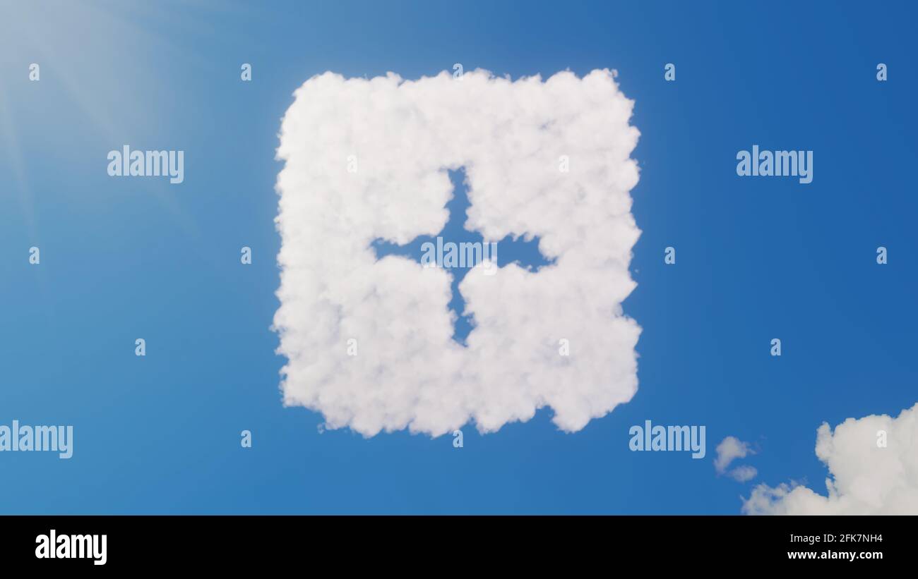 3d rendering of white fluffy clouds in shape of symbol of rounded ...