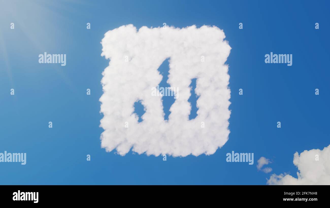 3d rendering of white fluffy clouds in shape of symbol of rounded ...
