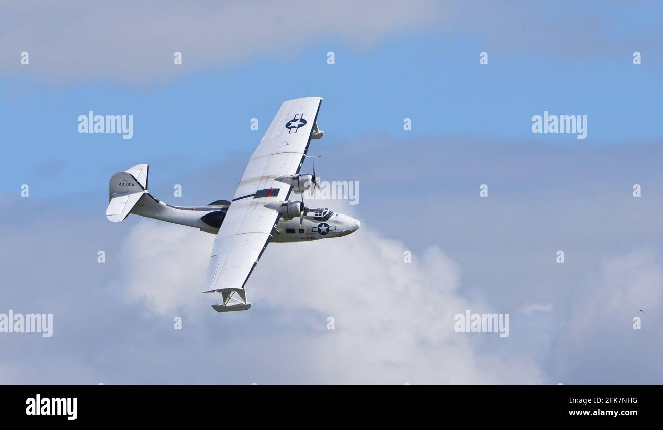 Vintage PBY-5A Catalina “Miss Pick Up” (G-PBYA) Flying Boat in Flight ...