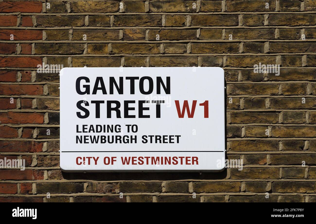 London, England, UK. Street sign: Ganton Street, W1 Stock Photo