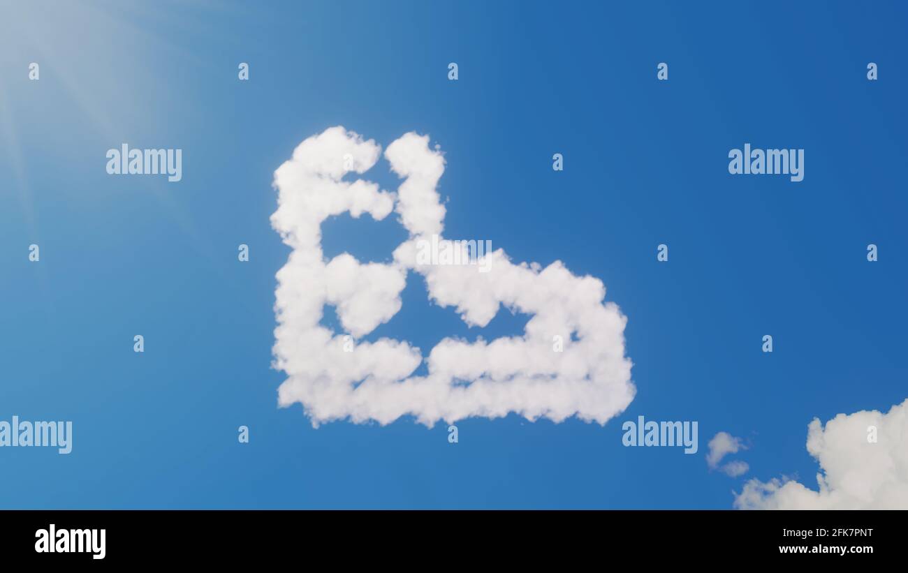 3d rendering of white fluffy clouds in shape of symbol of converse shoe on  blue sky with sun rays Stock Photo - Alamy