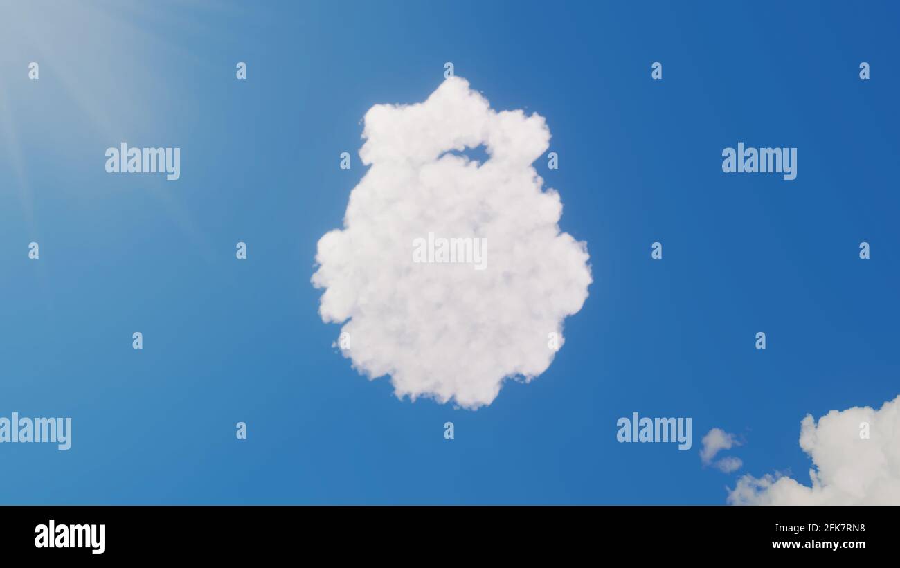 Blue Raspberry Cloud Background 3d rendering of white fluffy clouds in shape of symbol of pink ...
