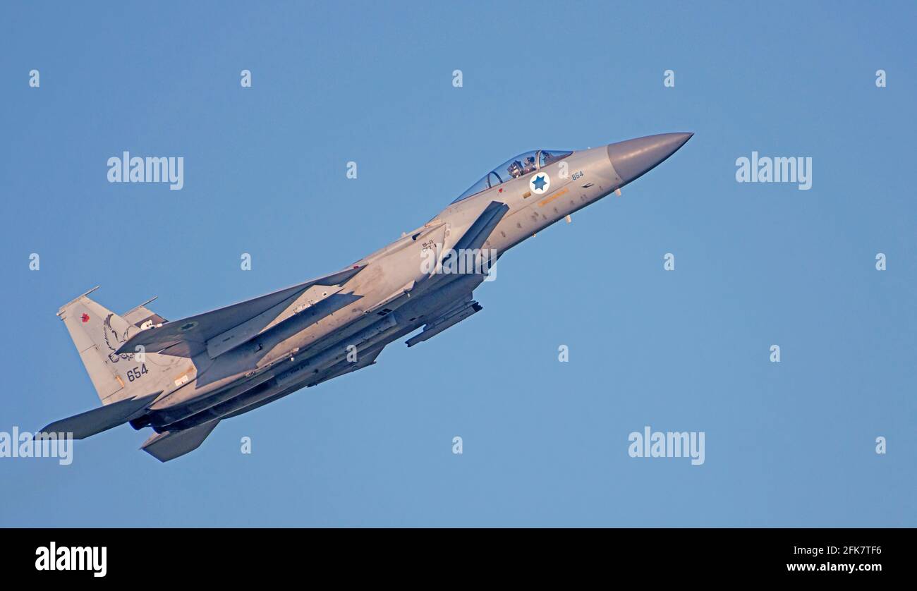 Israeli Air force (IAF) F-15 (Baz) Fighter jet in flight Stock Photo