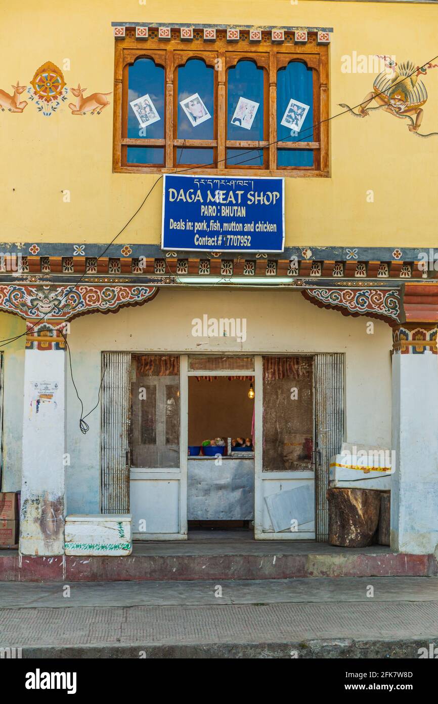 Meat/Butcher shop in Paro, Buthan Stock Photo Alamy
