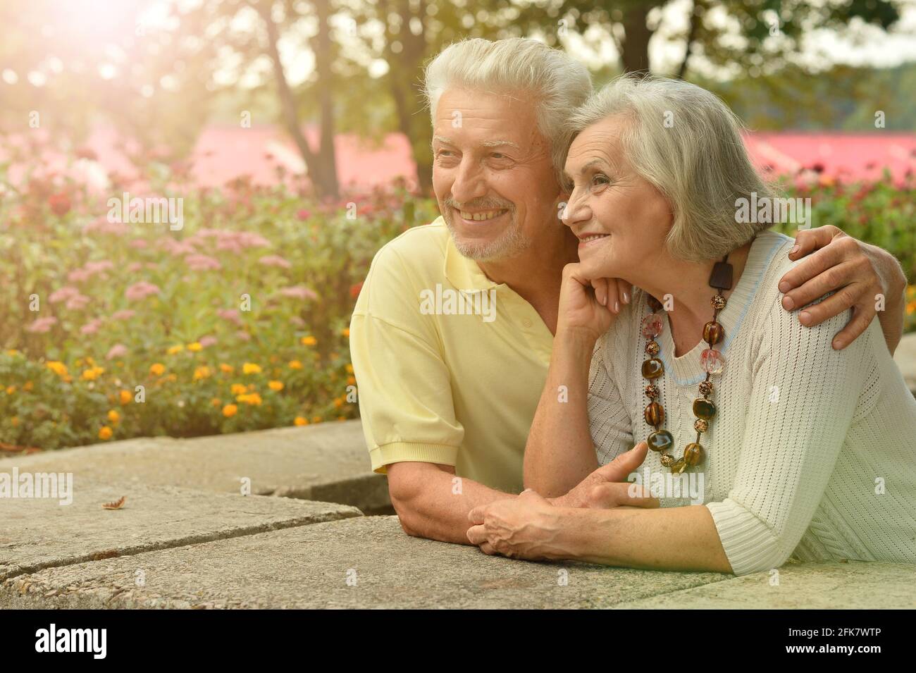 Portrait of happy senior couple posing outdoors Stock Photo - Alamy