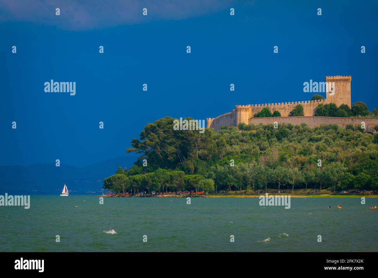 Castiglione del Lago, on Lake Trasimeno, Perugia Province, Umbria, Italy.  Part of the Lago Trasimeno Regional Park. The so-called Castle of the Lion Stock Photo