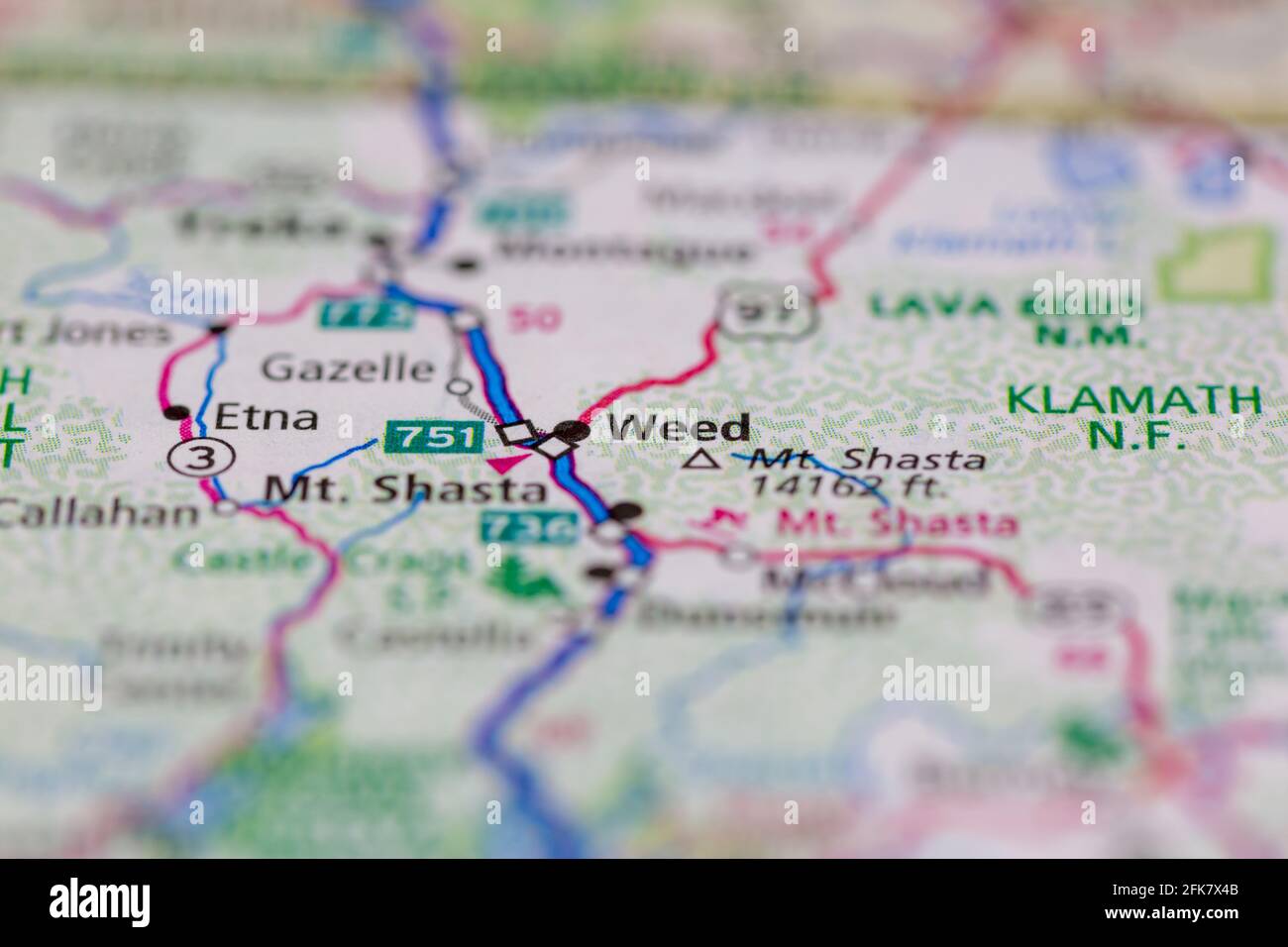 Weed california on a map hi res - Weed California Usa Shown On A Geography Map Or Road Map 2FK7X4B 