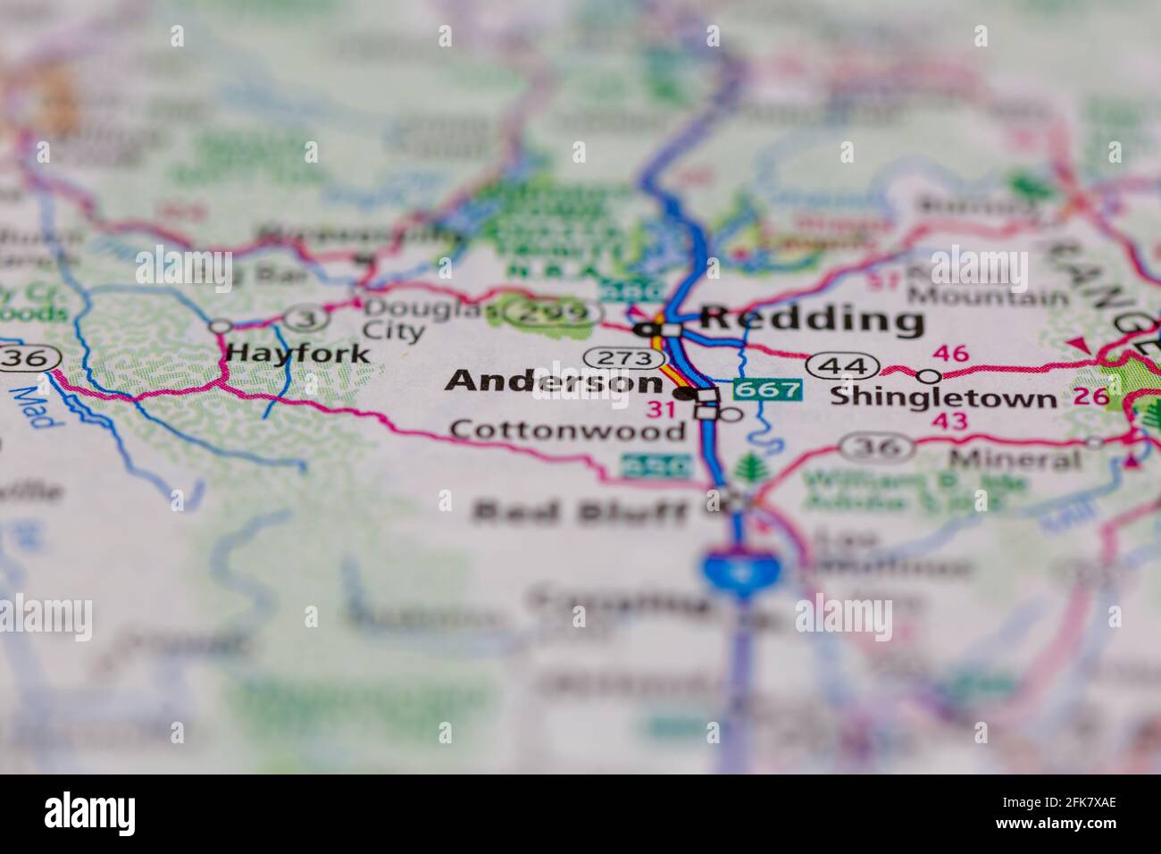 Anderson California USA shown on a Geography map or road map Stock