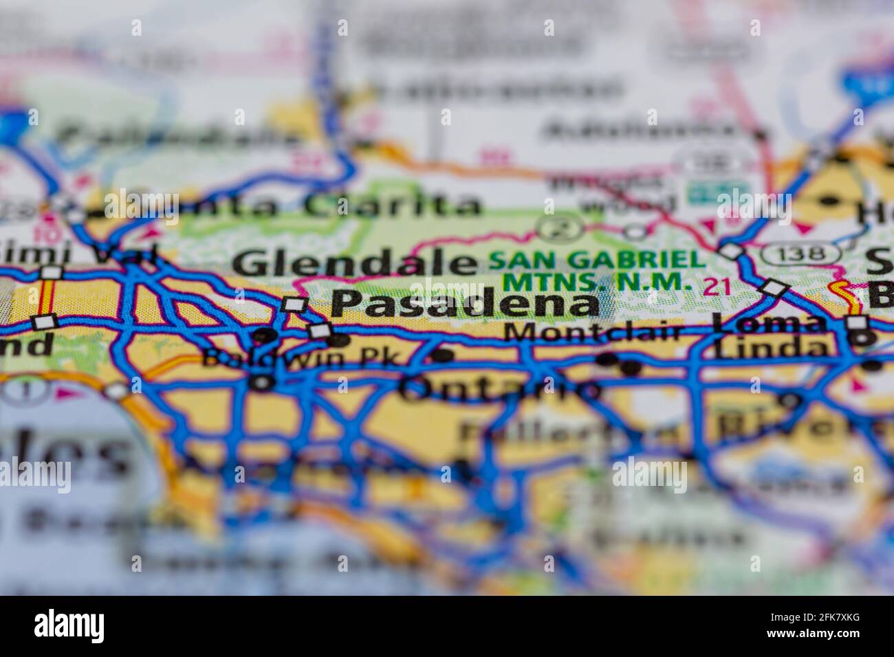 Pasadena California USA shown on a Geography map or road map Stock Photo