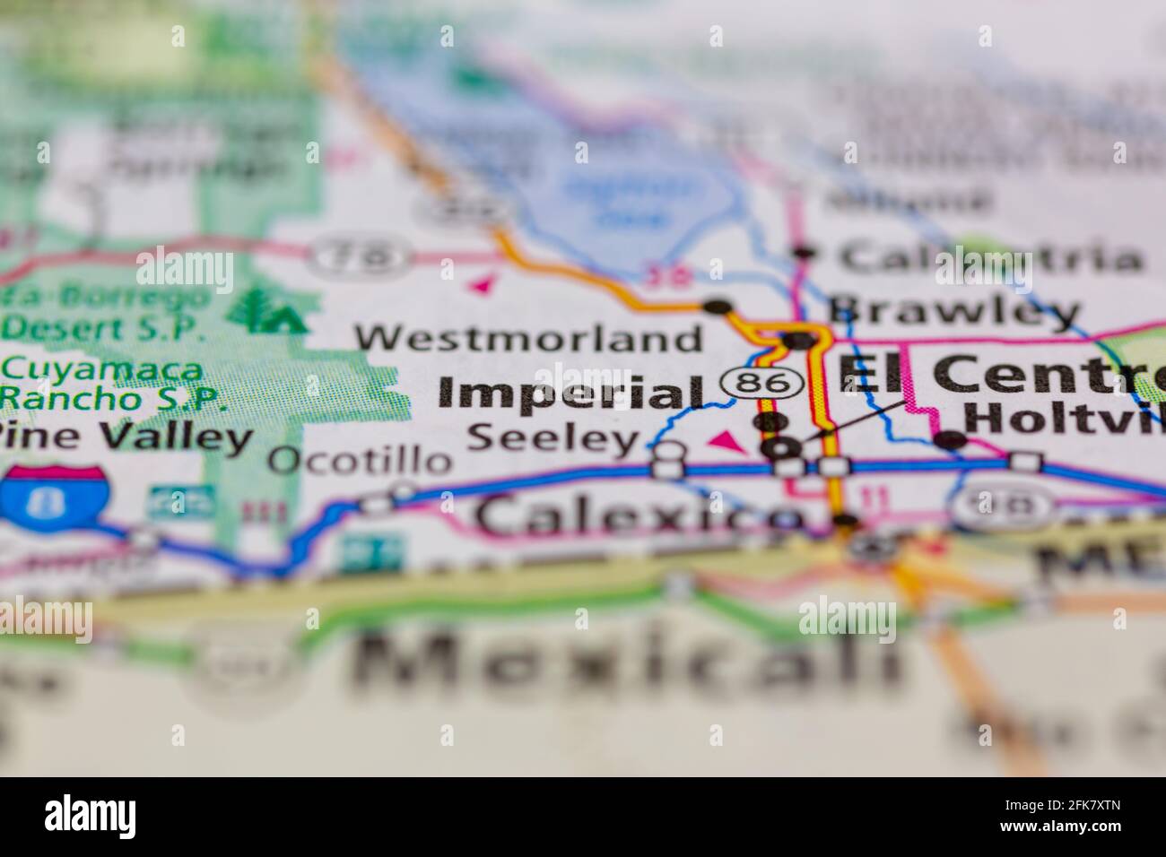 Imperial California USA shown on a Geography map or road map Stock Photo