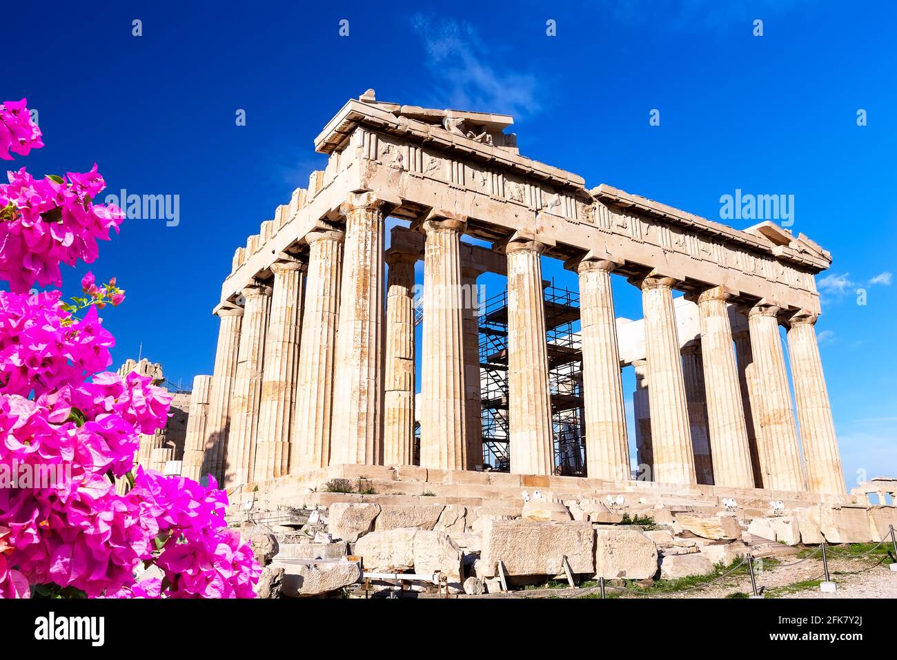 Parthenon Temple In Sunny Day Acropolis In Athens Greece The