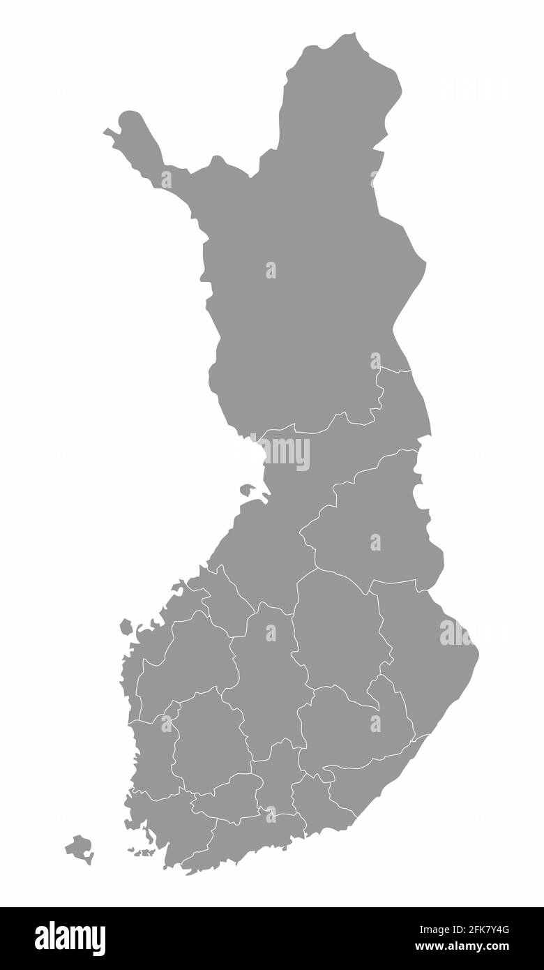 The Finland administrative map isolated on white background Stock Vector
