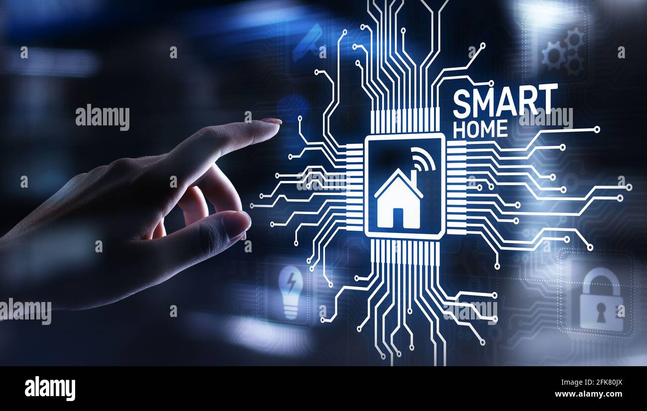 Smart home control panel on virtual screen. IOT and Automation ...